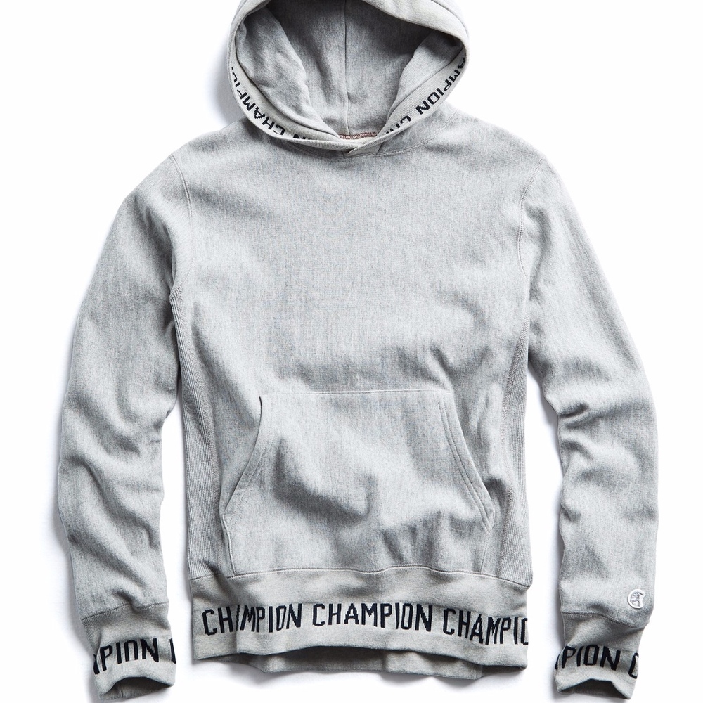 Logo Rib Popover Hoodie in Light Grey Mix